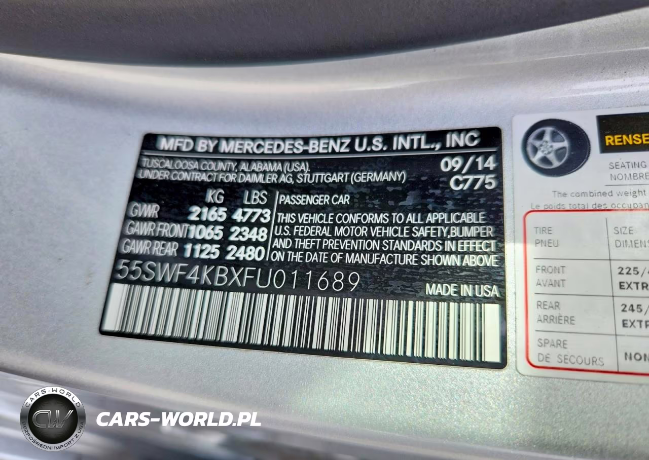 2015 Mercedes-Benz C 300 4Matic VIN:55SWF4KBXFU011689 - 12