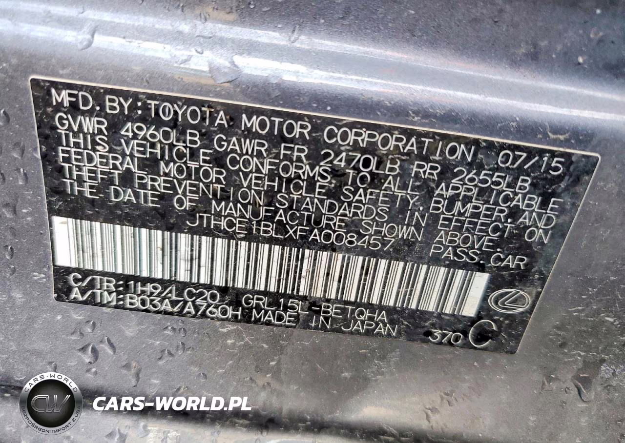 2015 Lexus Gs 350 VIN:JTHCE1BLXFA008457 - 12