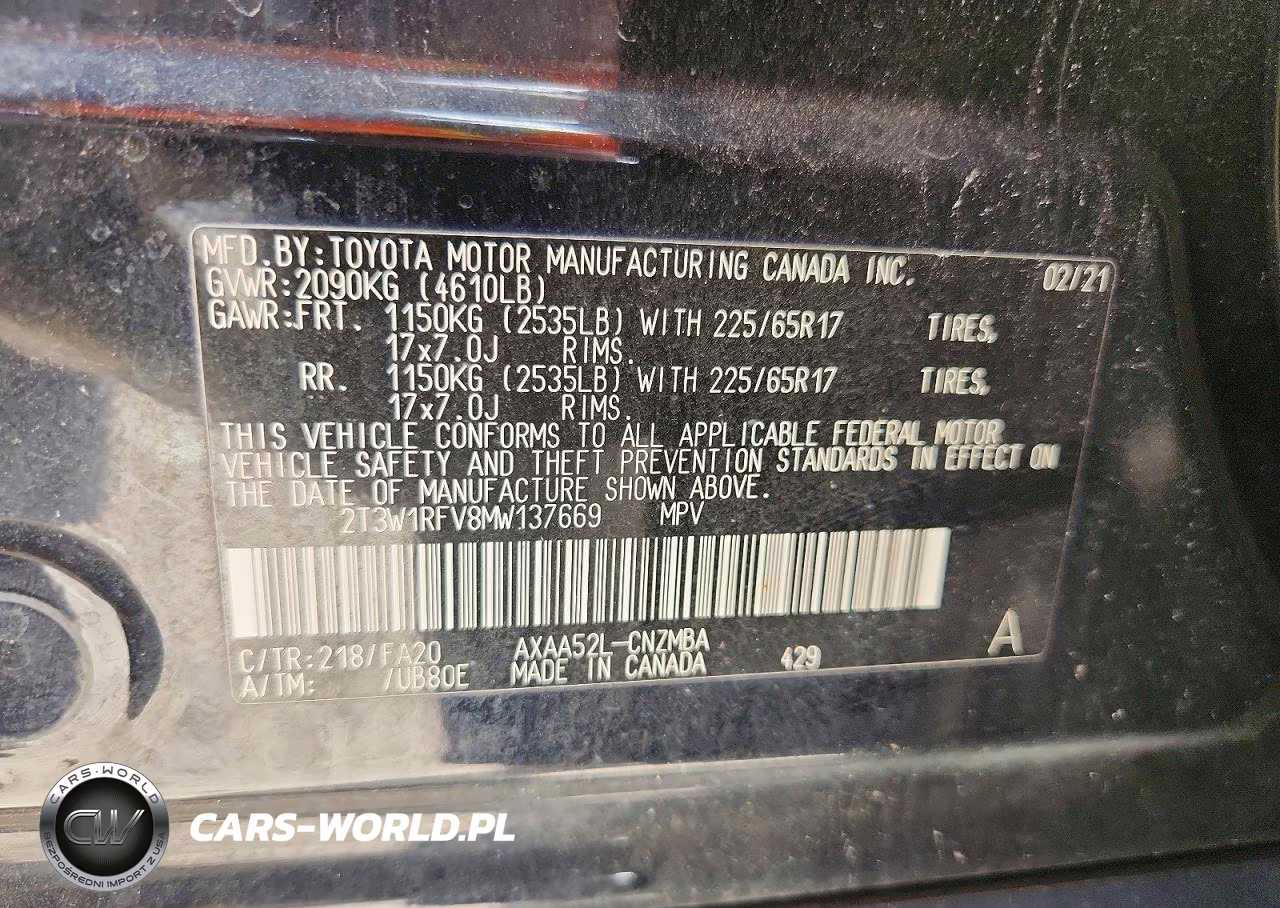 2021 Toyota Rav4 Xle VIN:2T3W1RFV8MW137669 - 13