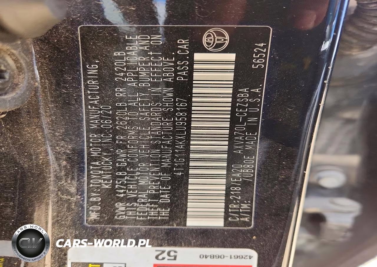 2020 Toyota Camry Se VIN:4T1G11AKXLU958167 - 12