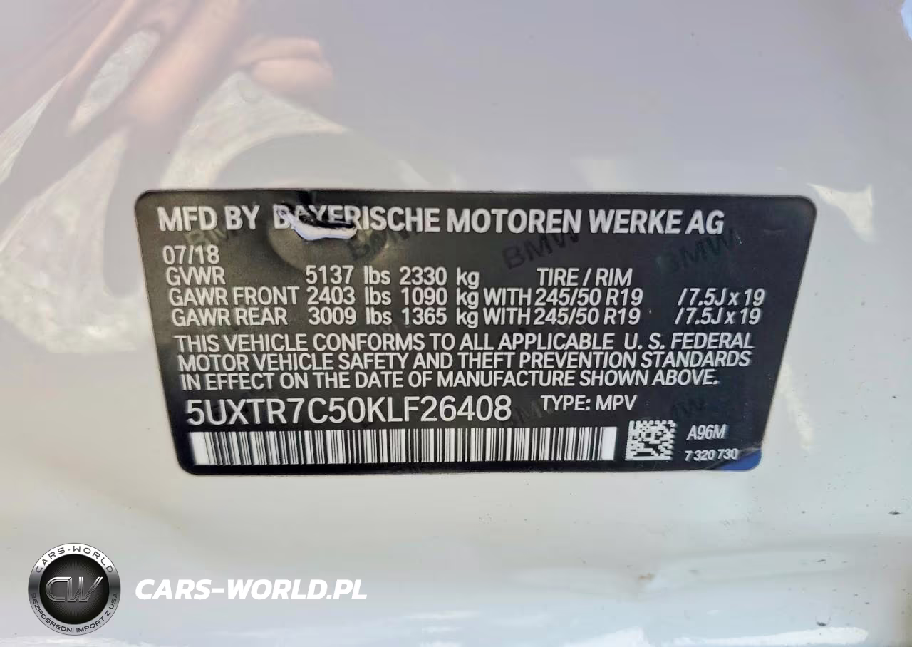 2019 BMW X3 Sdrive30I VIN:5UXTR7C50KLF26408 - 13
