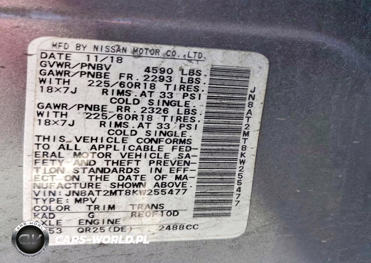 2019 Nissan Rogue Sv VIN:JN8AT2MT8KW255477 - 14