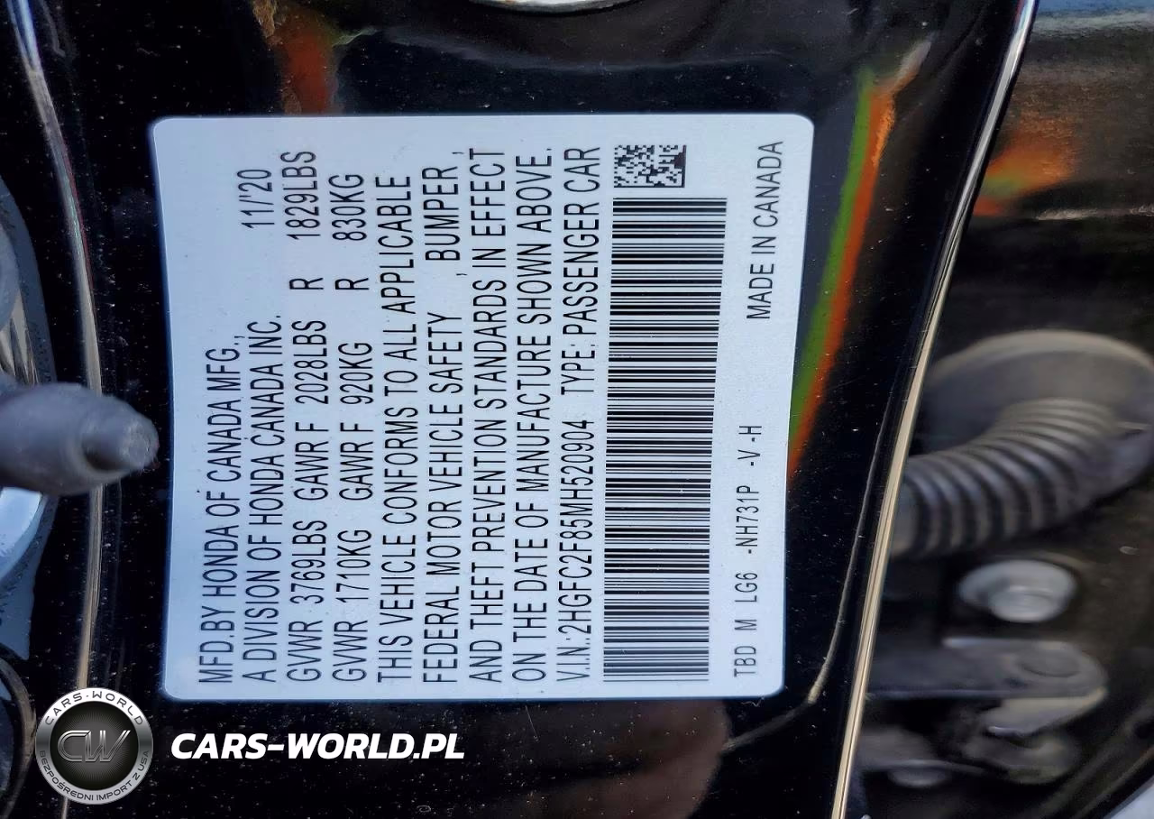 2021 Honda Civic Sport VIN:2HGFC2F85MH520904 - 12