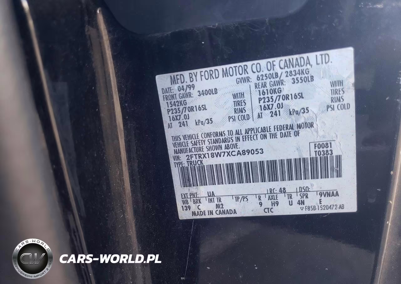1999 Ford F150 VIN:2FTRX18W7XCA89053 - 12