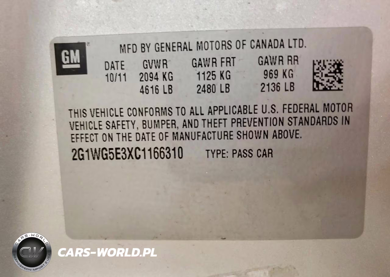 2012 Chevrolet Impala Lt VIN:2G1WG5E3XC1166310 - 12