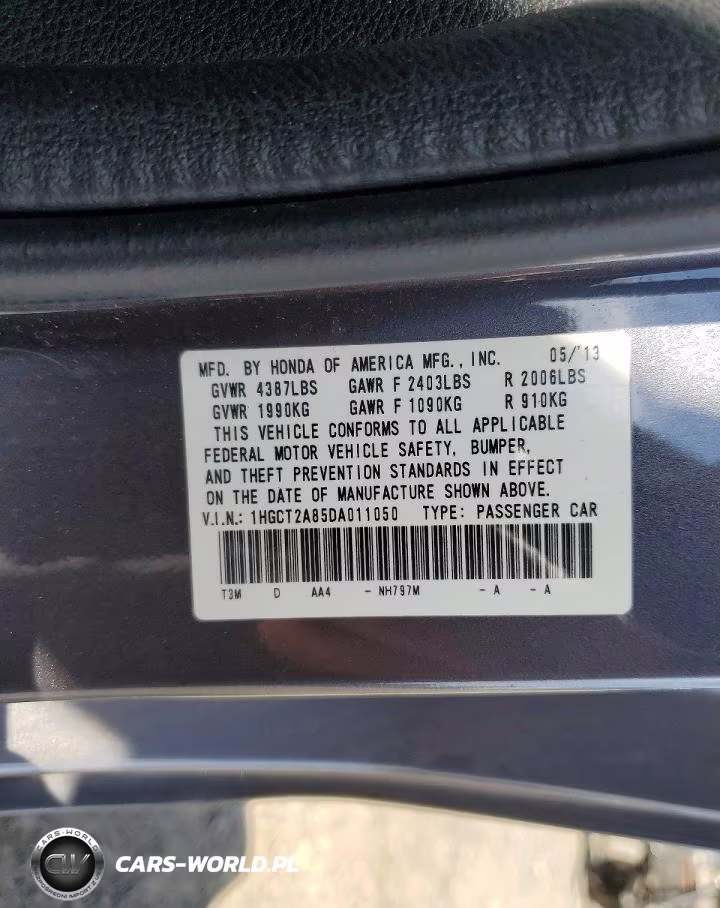 2013 Honda Accord Exl VIN:1HGCT2A85DA011050 - 12