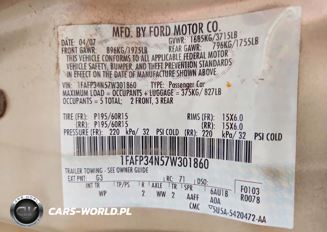 2007 Ford Focus Zx4 VIN:1FAFP34N57W301860 - 12