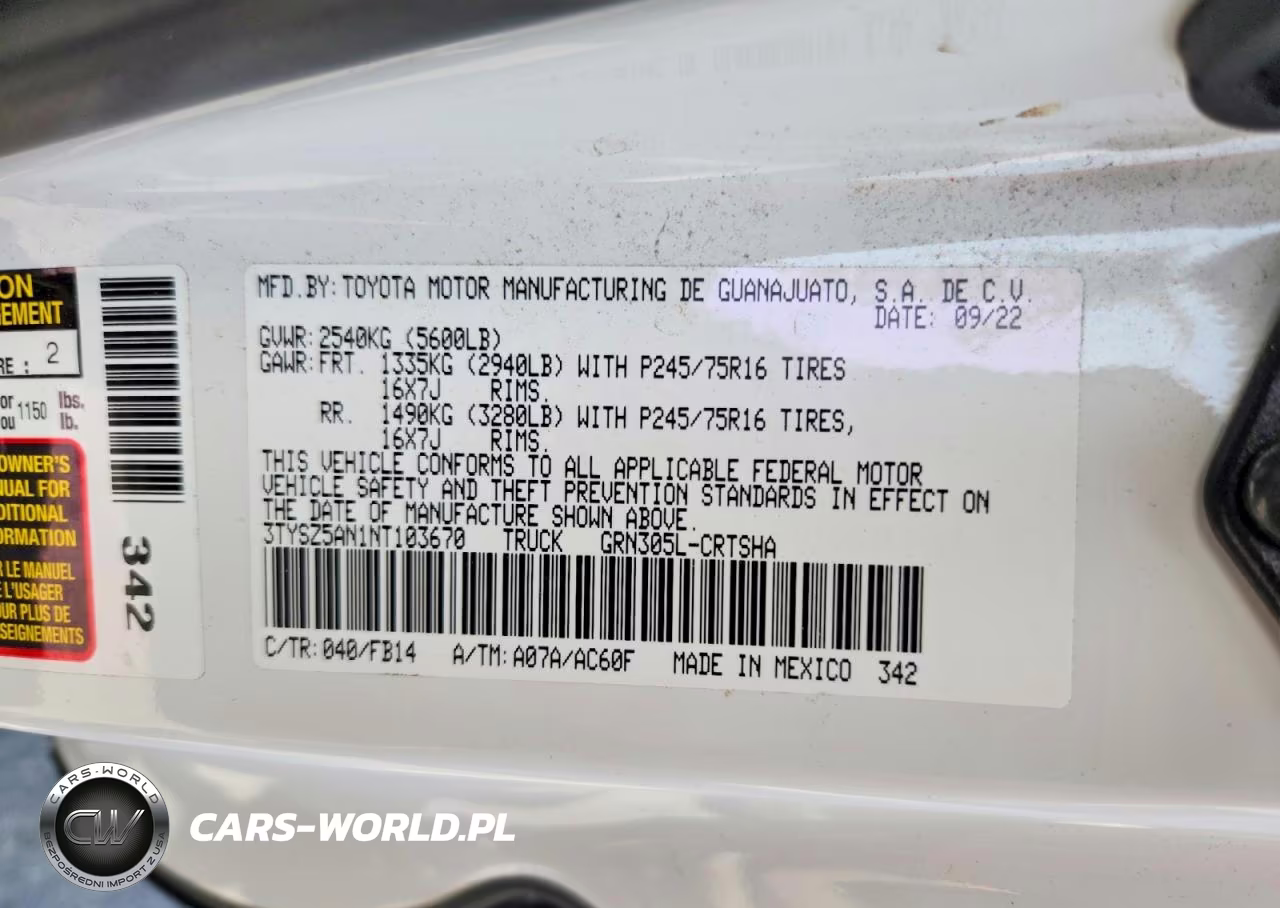 2022 Toyota Tacoma Sr V6 VIN:3TYSZ5AN1NT103670 - 12