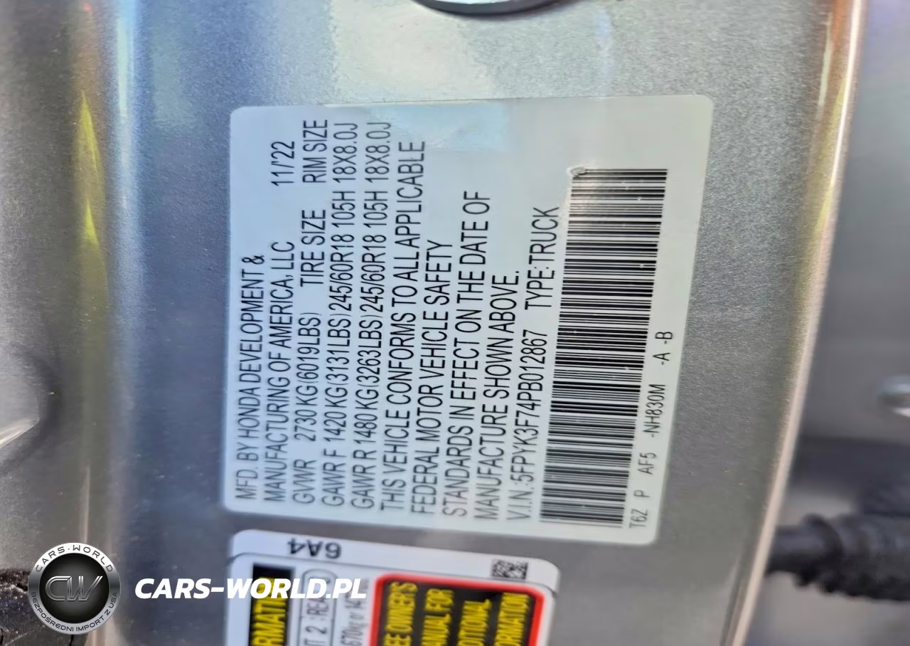 2023 Honda Ridgeline Rtl-E VIN:5FPYK3F74PB012867 - 12
