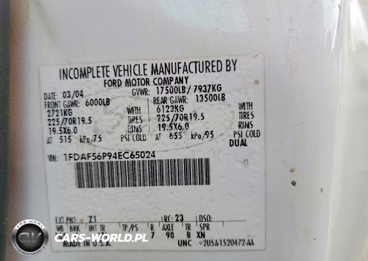 2004 Ford F550 Super Duty VIN:1FDAF56P94EC65024 - 12
