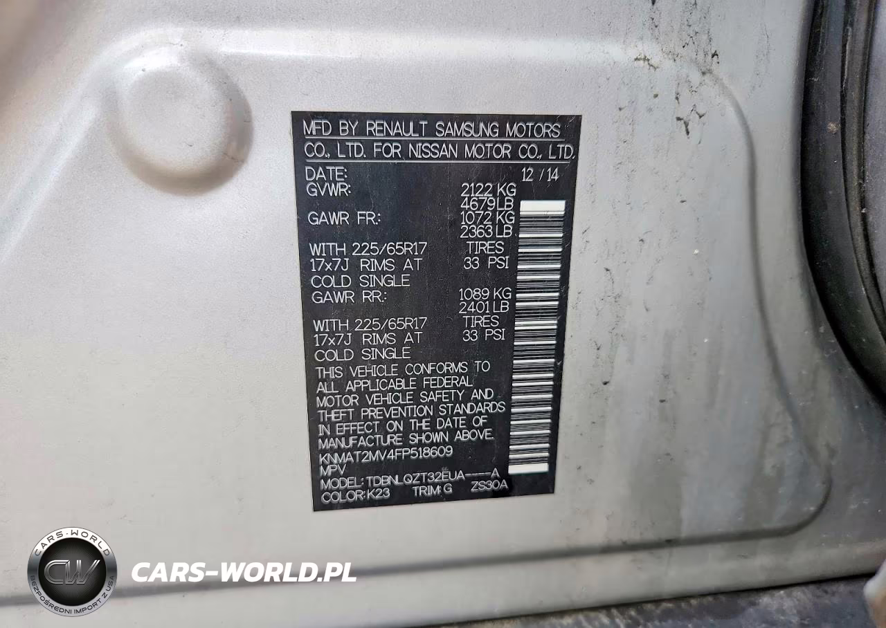 2015 Nissan Rogue Sv VIN:KNMAT2MV4FP518609 - 12
