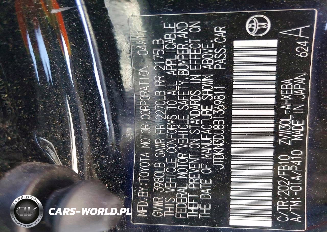 2011 Toyota Prius Two VIN:JTDKN3DU8B1369811 - 12