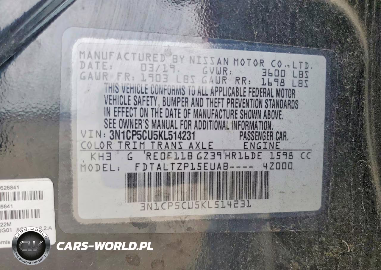 2019 Nissan Kicks Sr VIN:3N1CP5CU5KL514231 - 13