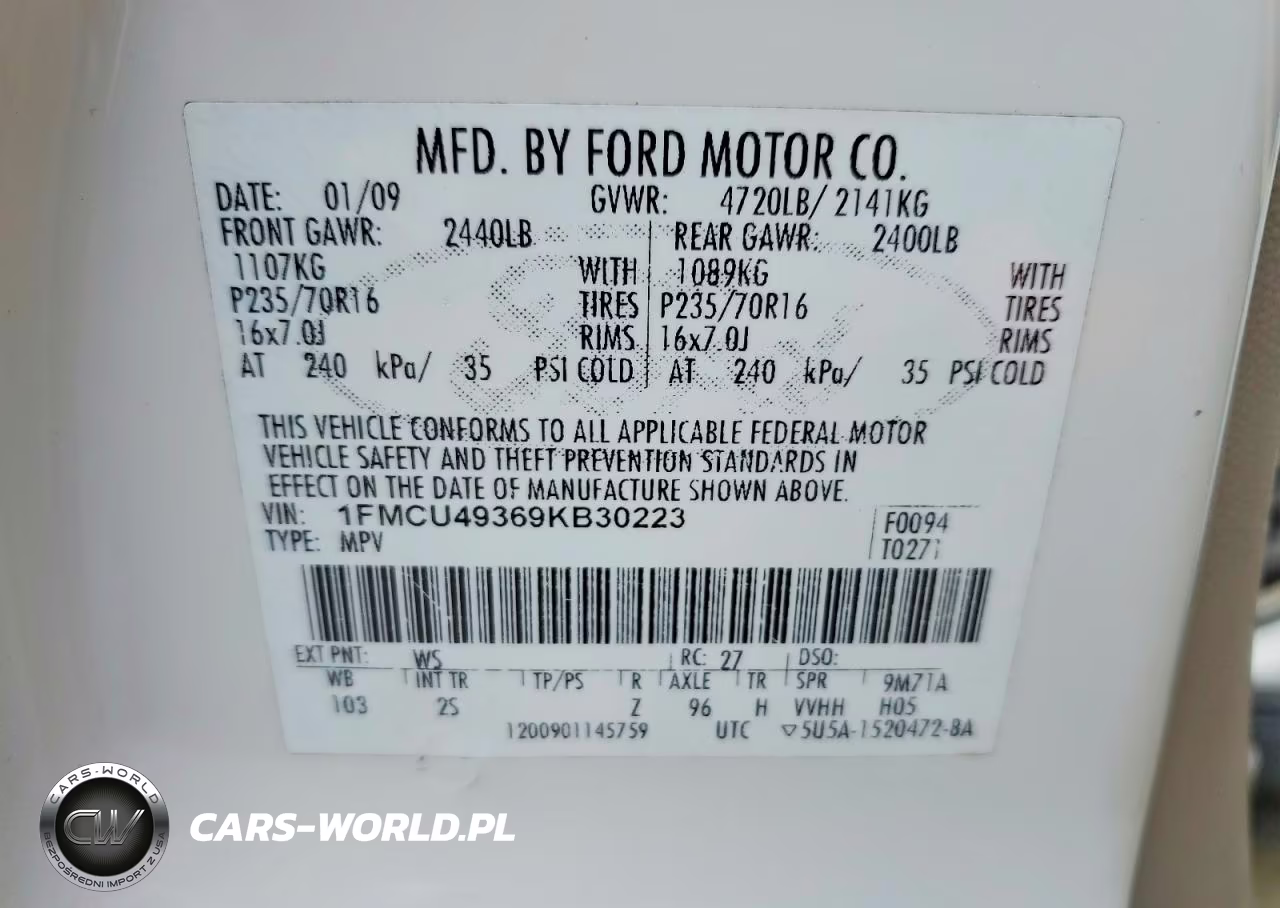 2009 Ford Escape Hybrid VIN:1FMCU49369KB30223 - 13