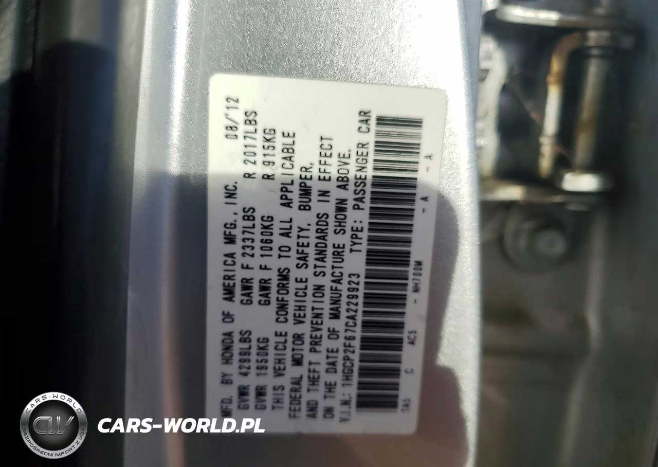 2012 Honda Accord Se VIN:1HGCP2F67CA229923 - 12