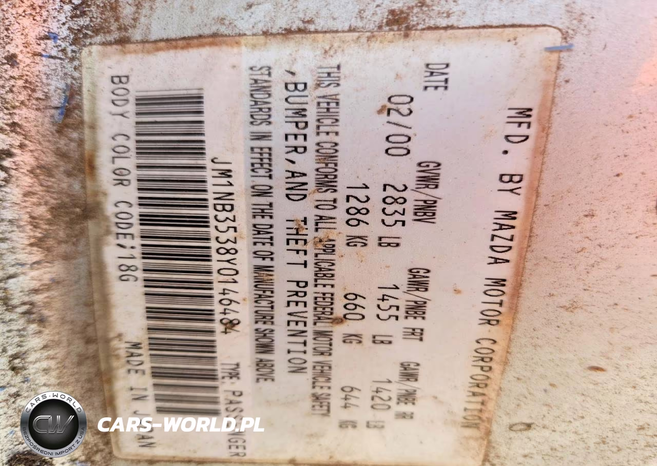 2000 Mazda Mx-5 Miata Base VIN:JM1NB3538Y0146484 - 12