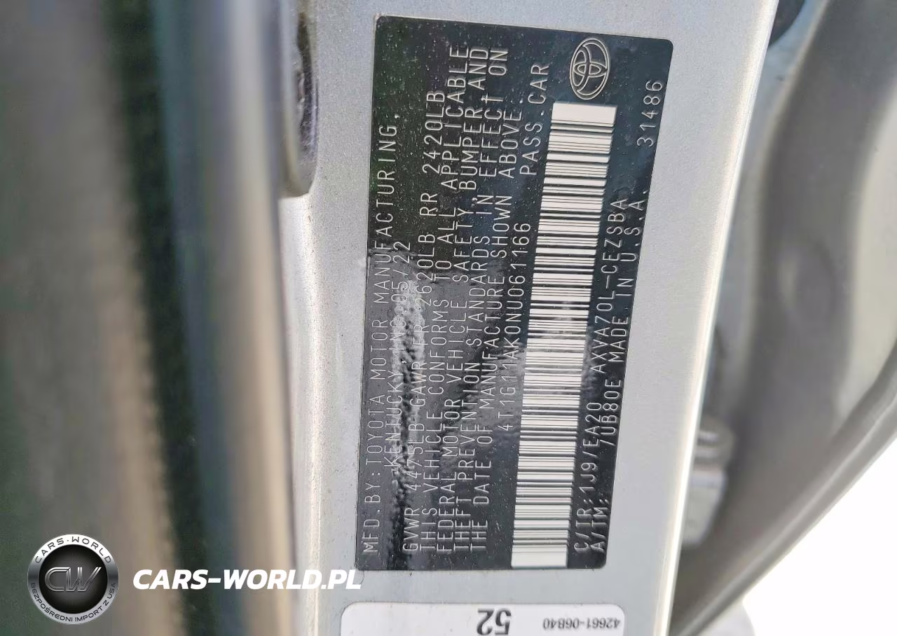 2022 Toyota Camry Se VIN:4T1G11AK0NU061166 - 12