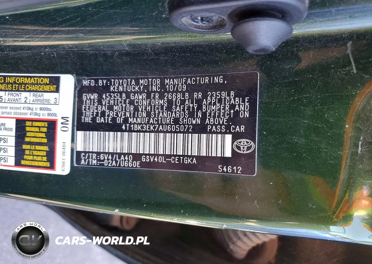2010 Toyota Camry Xle V6 VIN:4T1BK3EK7AU605072 - 12