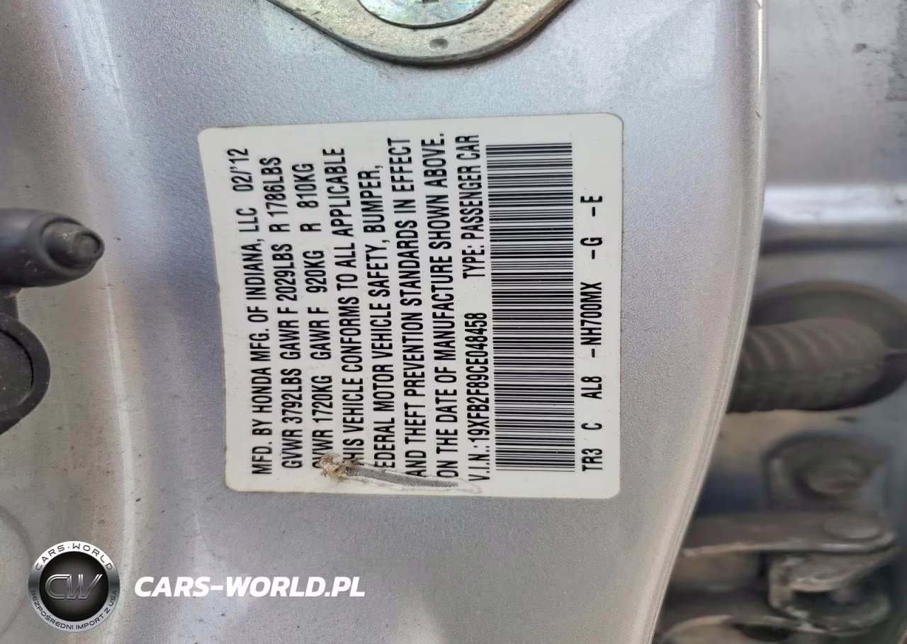 2012 Honda Civic Ex VIN:19XFB2F89CE048458 - 12