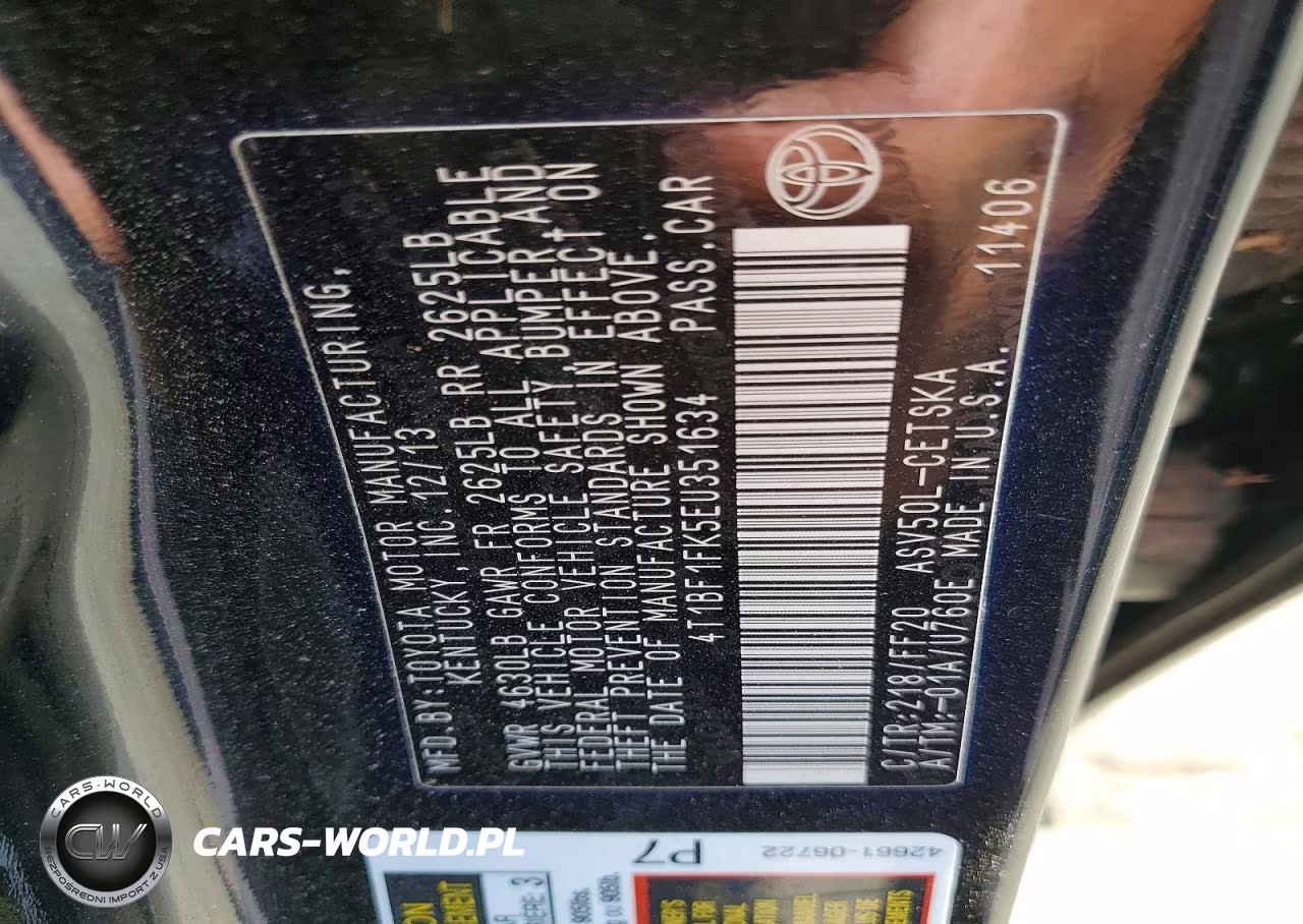 2014 Toyota Camry Se VIN:4T1BF1FK5EU351634 - 12