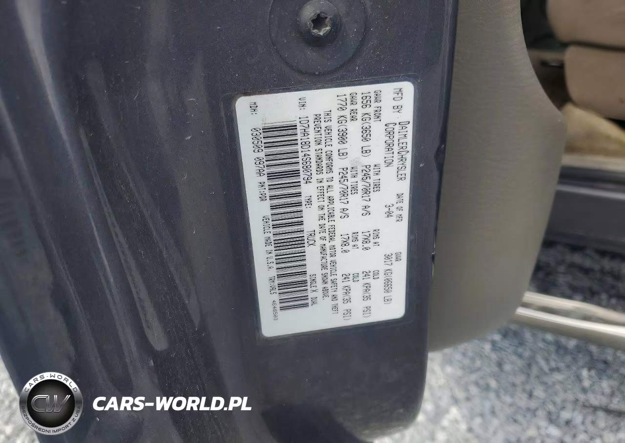 2004 Dodge Dr1500 VIN:1D7HA18D14S680794 - 12