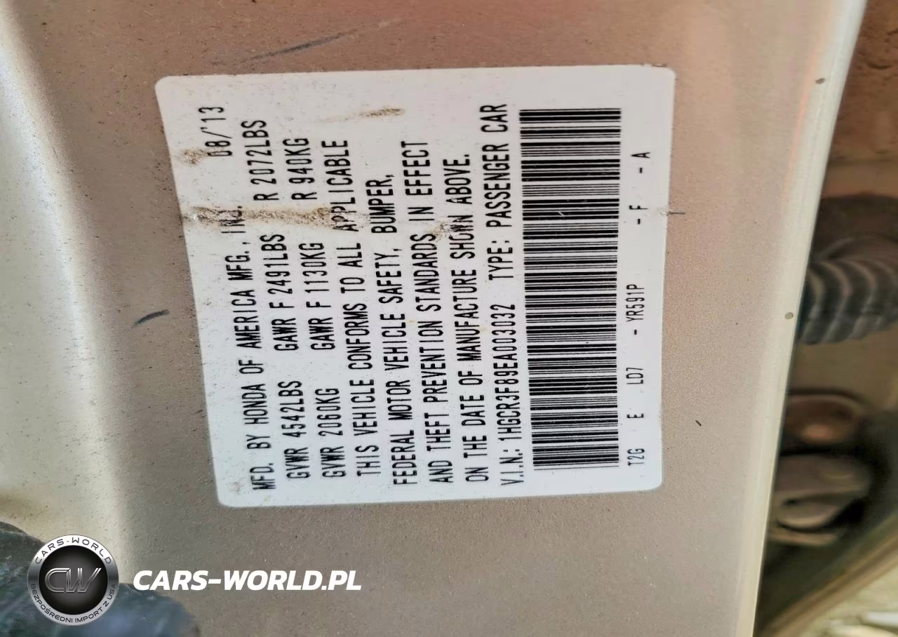 2014 Honda Accord Exl VIN:1HGCR3F89EA003032 - 12