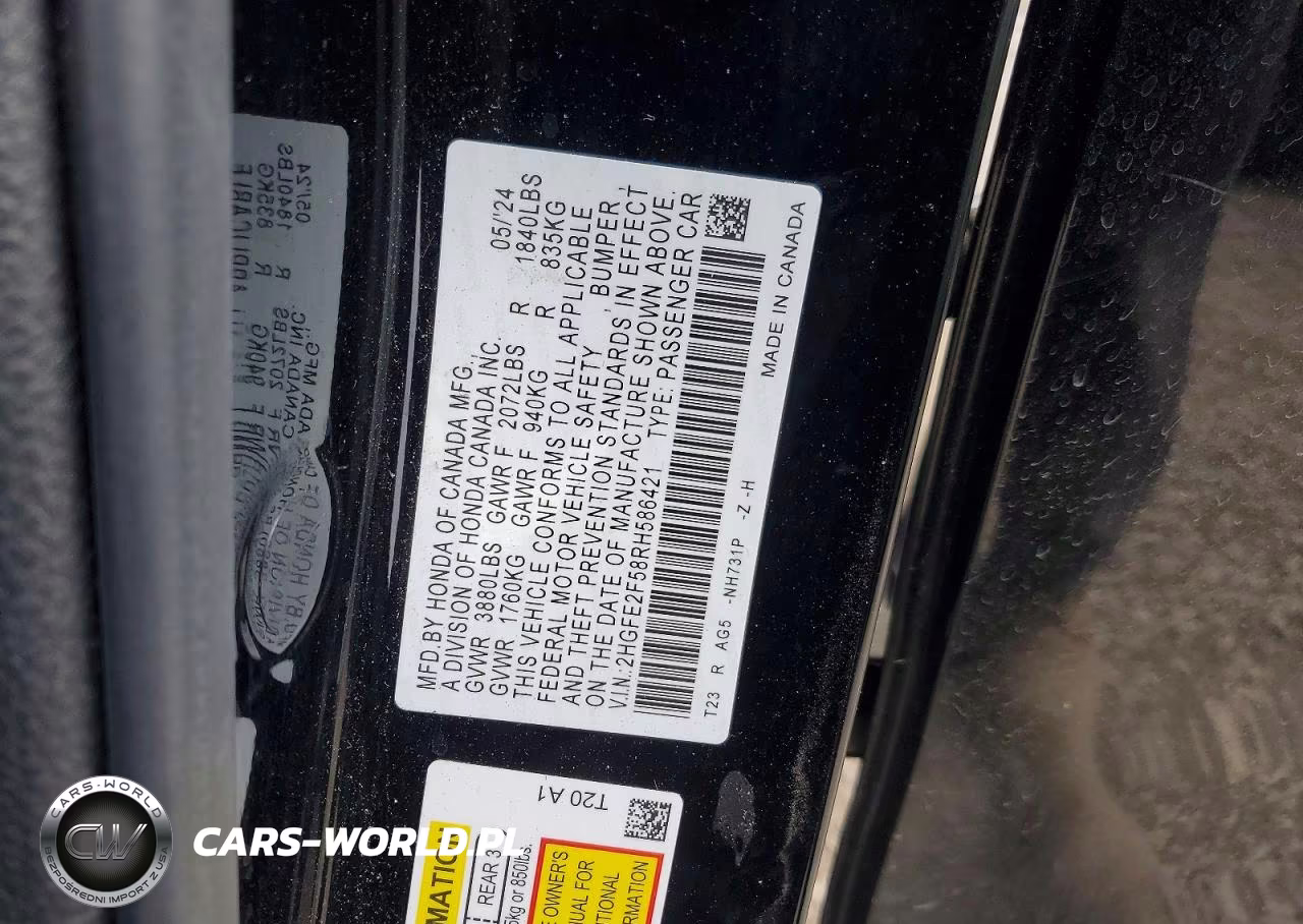 2024 Honda Civic Sport VIN:2HGFE2F58RH586421 - 12