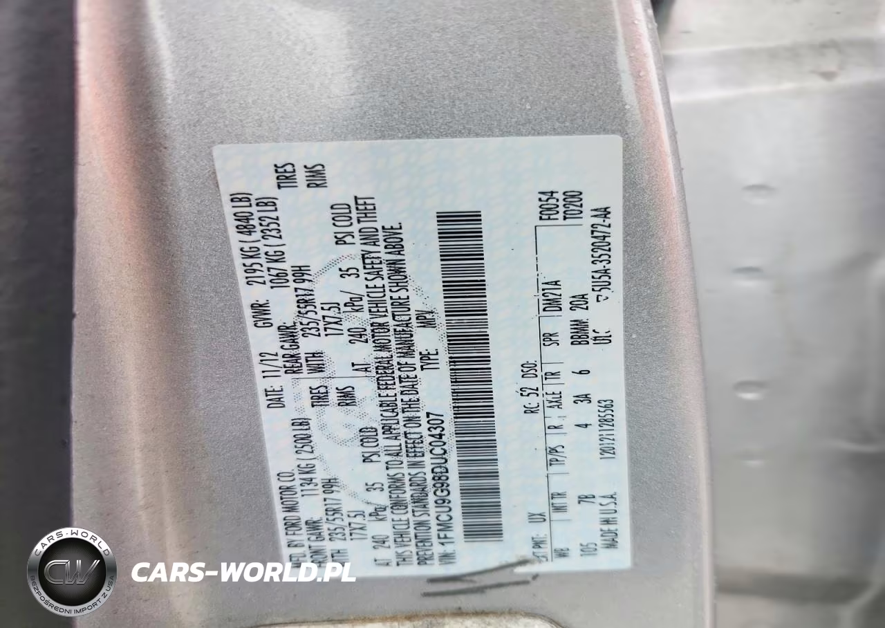 2013 Ford Escape Se VIN:1FMCU9G98DUC04307 - 12