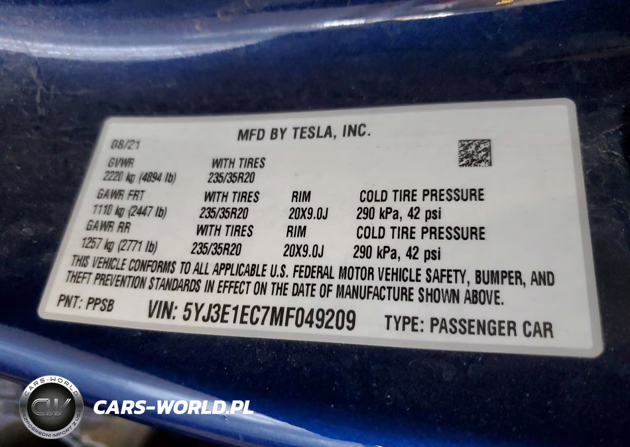 2021 Tesla Model 3 VIN:5YJ3E1EC7MF049209 - 12