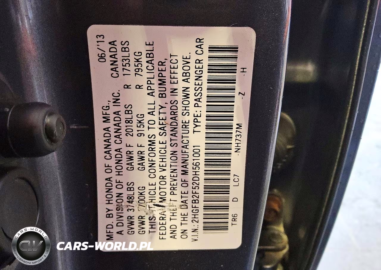2013 Honda Civic Lx VIN:2HGFB2F52DH561001 - 12