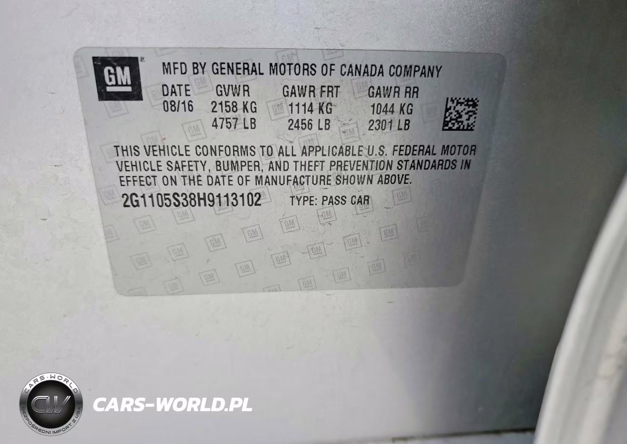 2017 Chevrolet Impala Lt VIN:2G1105S38H9113102 - 13