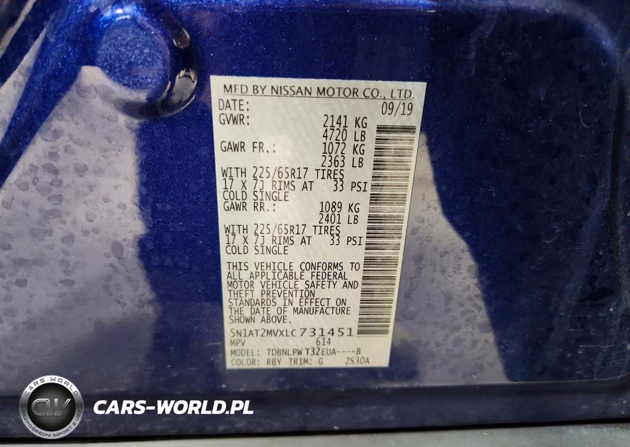 2020 Nissan Rogue S VIN:5N1AT2MVXLC731451 - 14