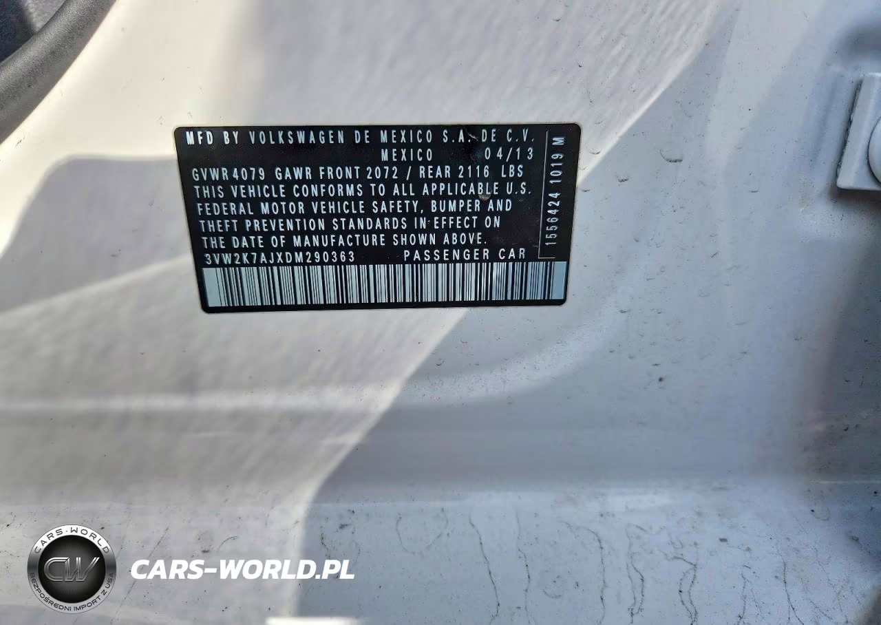 2013 Volkswagen Jetta Base VIN:3VW2K7AJXDM290363 - 12