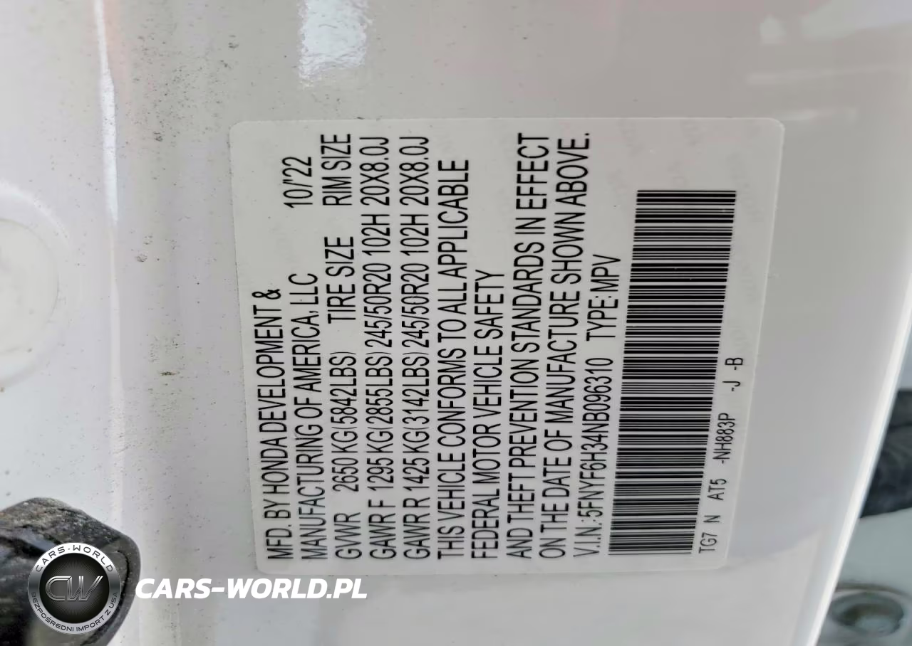 2022 Honda Pilot Sport VIN:5FNYF6H34NB096310 - 13