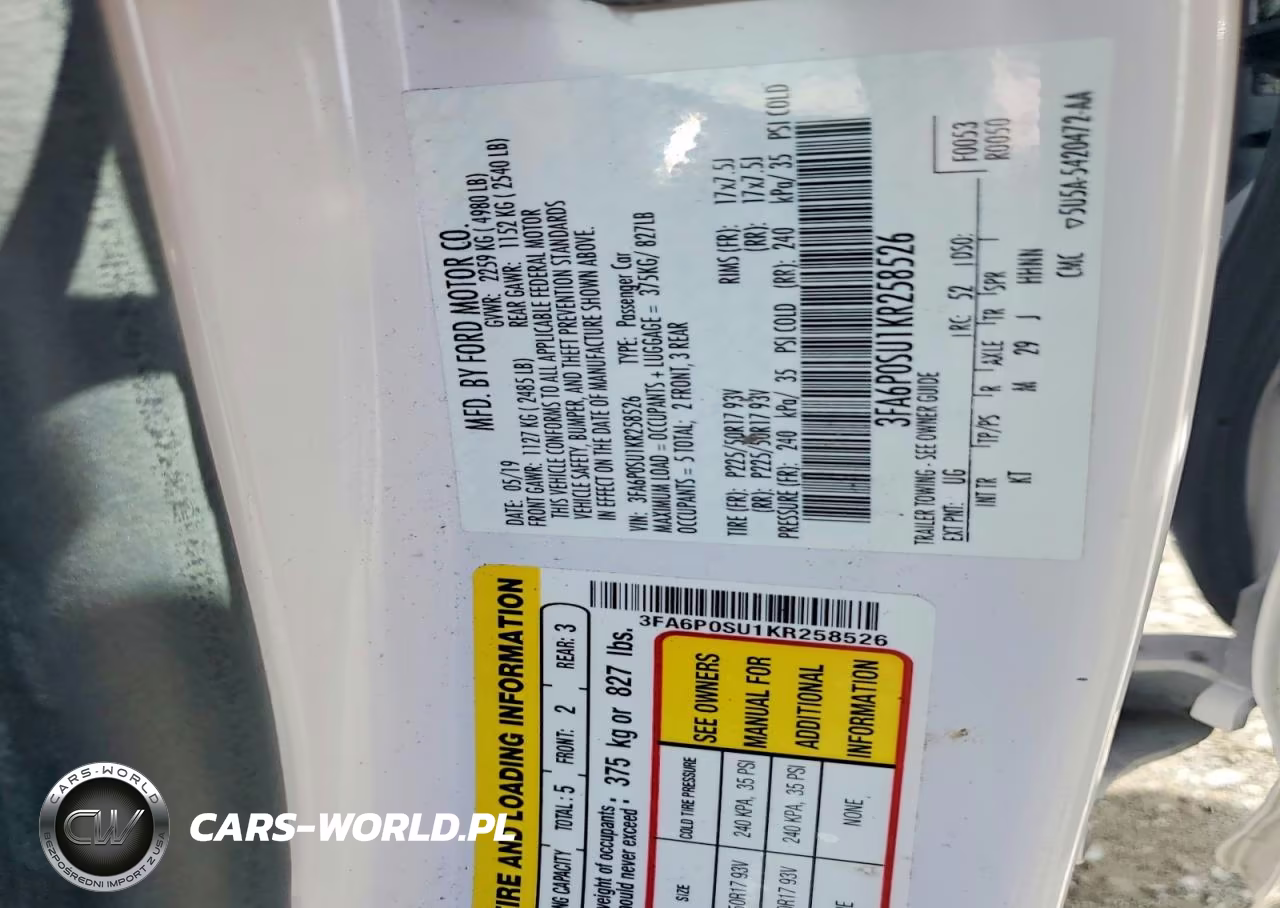 2019 Ford Fusion Titanium VIN:3FA6P0SU1KR258526 - 13