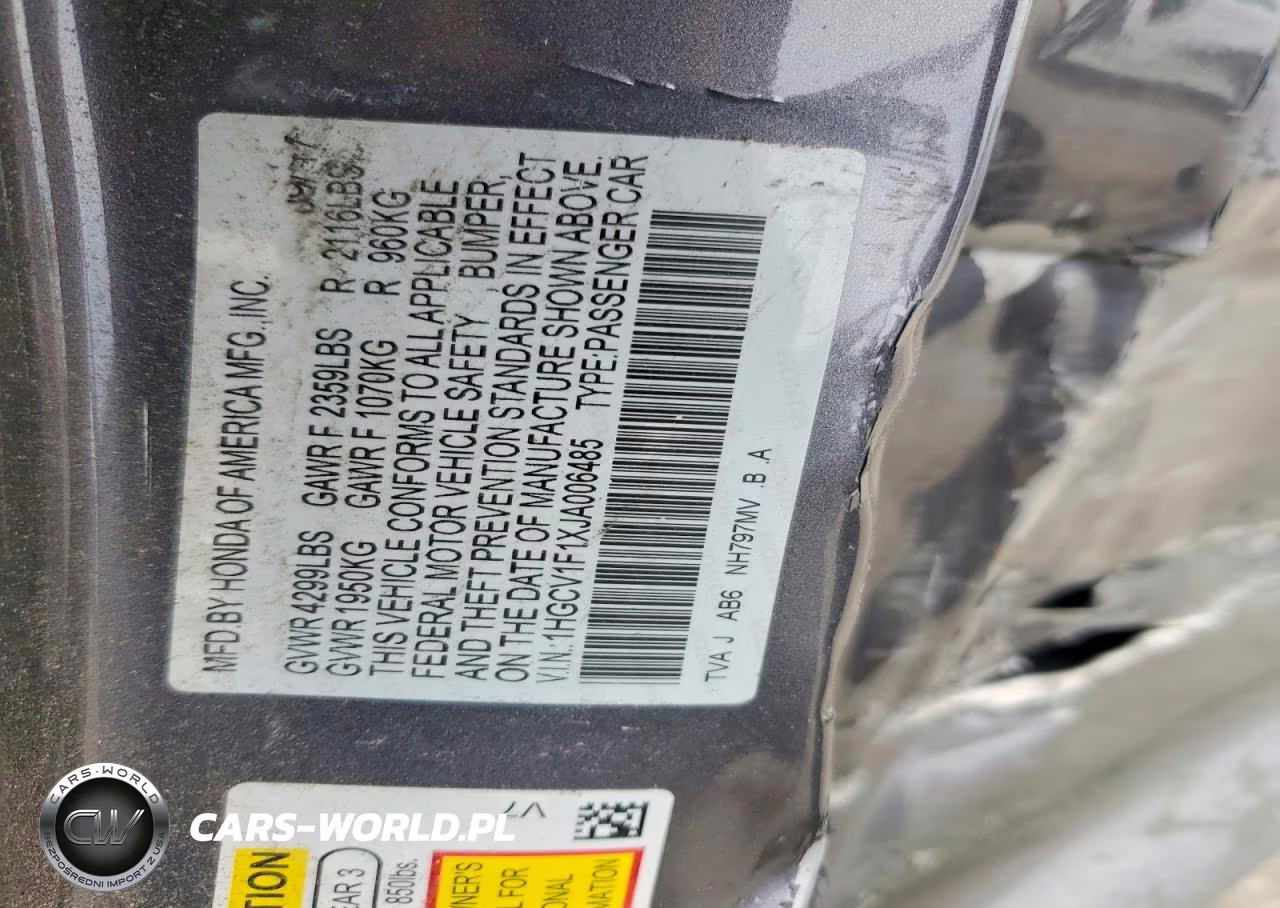 2018 Honda Accord Lx VIN:1HGCV1F1XJA006485 - 12