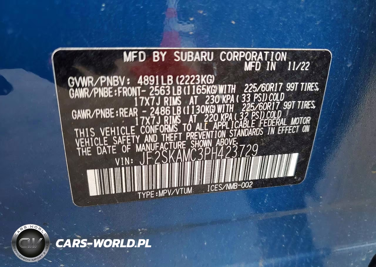 2023 Subaru Forester Wilderness VIN:JF2SKAMC3PH423729 - 12