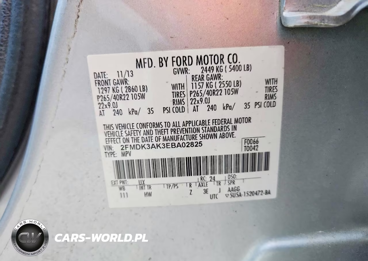2014 Ford Edge Sport VIN:2FMDK3AK3EBA02825 - 14
