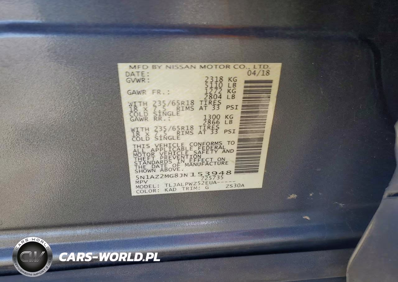 2018 Nissan Murano S VIN:5N1AZ2MG8JN153948 - 12