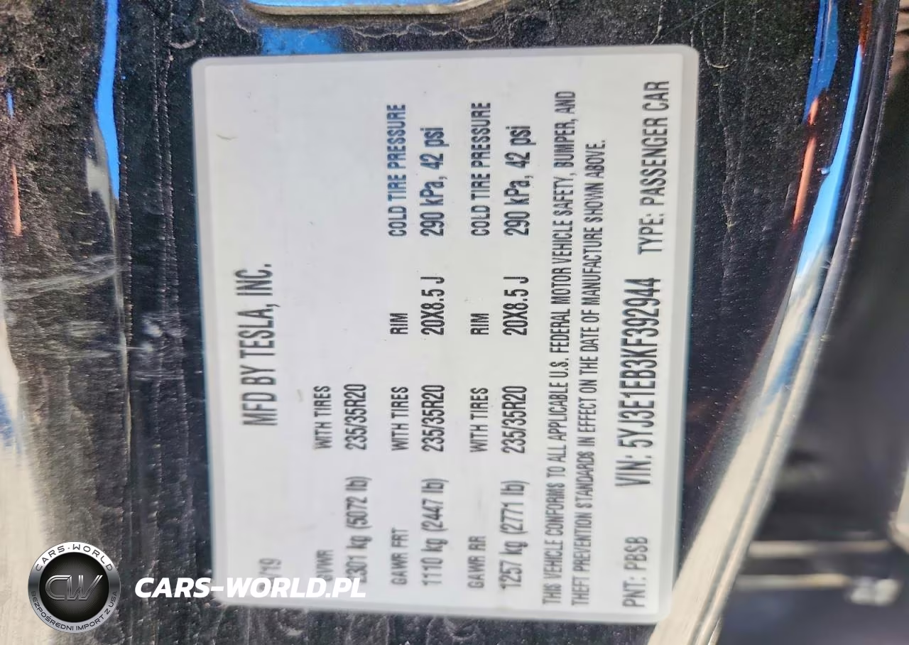 2019 Tesla Model 3 VIN:5YJ3E1EB3KF392944 - 12