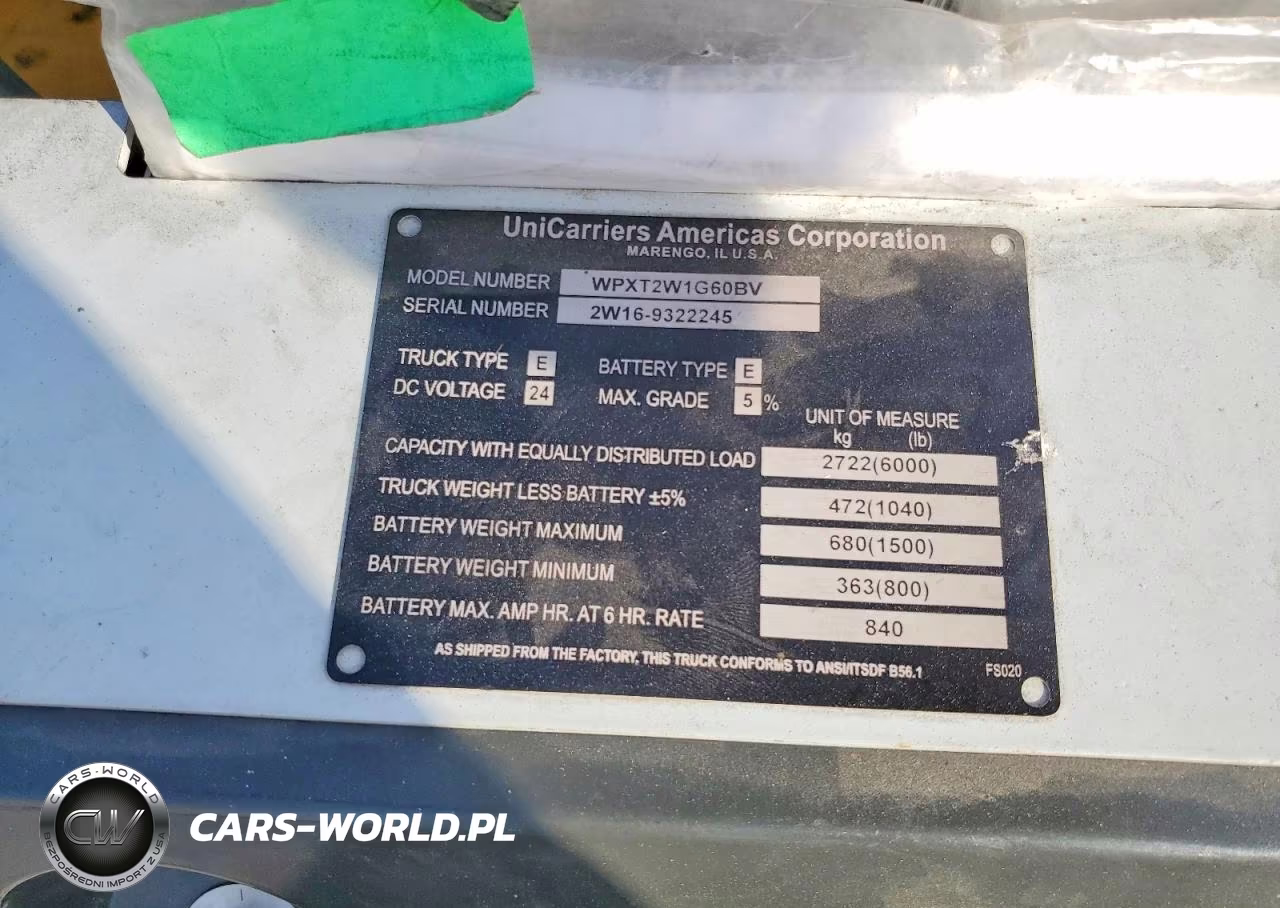 2016 Unicarriers Wpxt2W1G60Bv Pallet Jack VIN:2W169322245 - 10