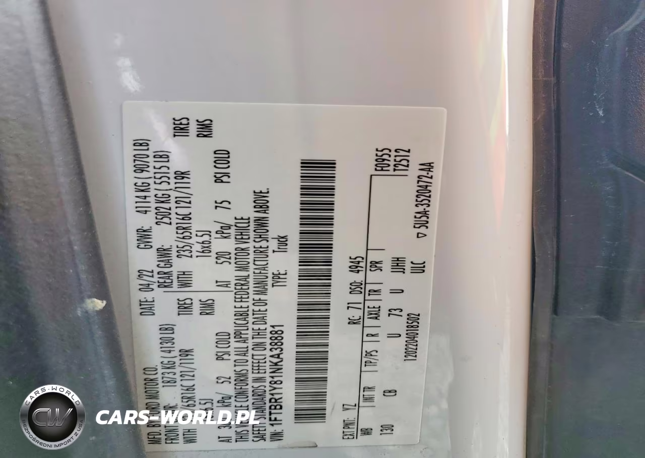 2022 Ford Transit T-250 VIN:1FTBR1Y81NKA38881 - 12