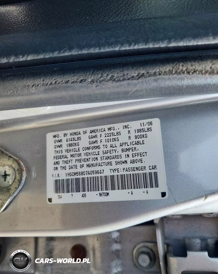 2007 Honda Accord Ex VIN:1HGCM56807A059647 - 12