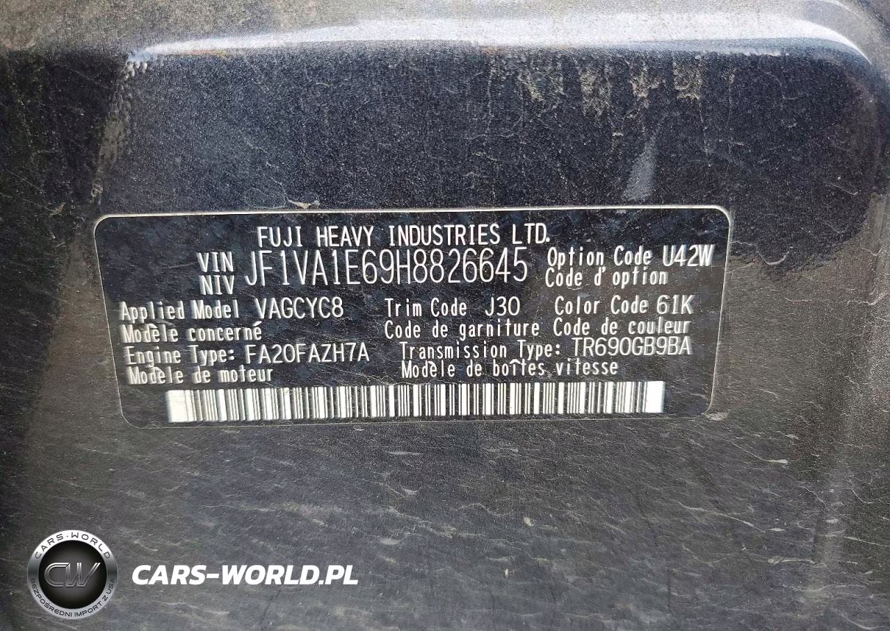 2017 Subaru Wrx Premium VIN:JF1VA1E69H8826645 - 12