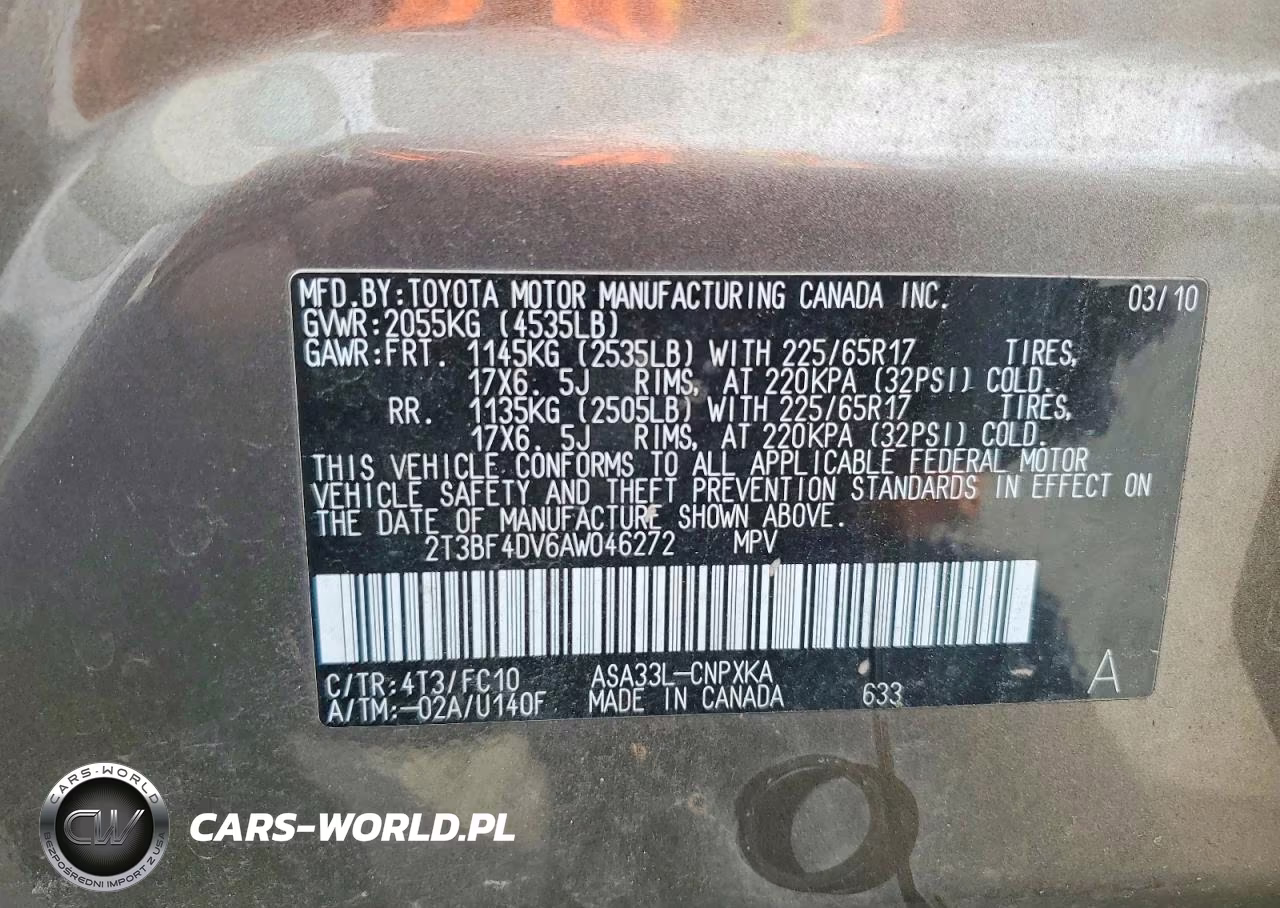 2010 Toyota Rav4 Base VIN:2T3BF4DV6AW046272 - 14