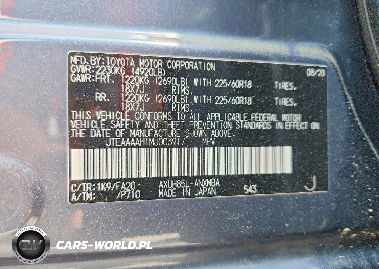 2021 Toyota Venza Le VIN:JTEAAAAH1MJ003917 - 14