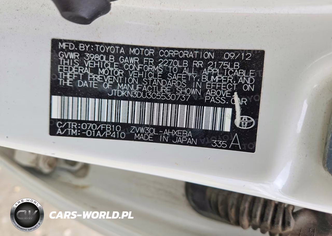 2012 Toyota Prius Two VIN:JTDKN3DU3C5530737 - 12