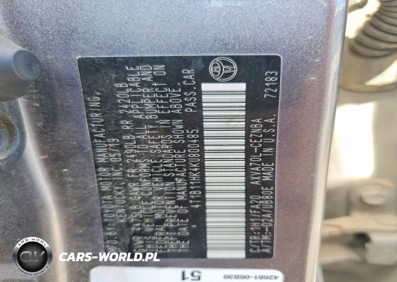2019 Toyota Camry Le VIN:4T1B11HK4KU800485 - 13