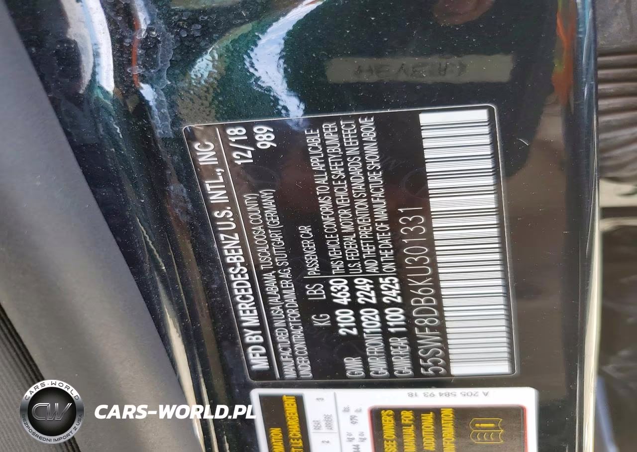 2019 Mercedes-Benz C 300 VIN:55SWF8DB6KU301331 - 12