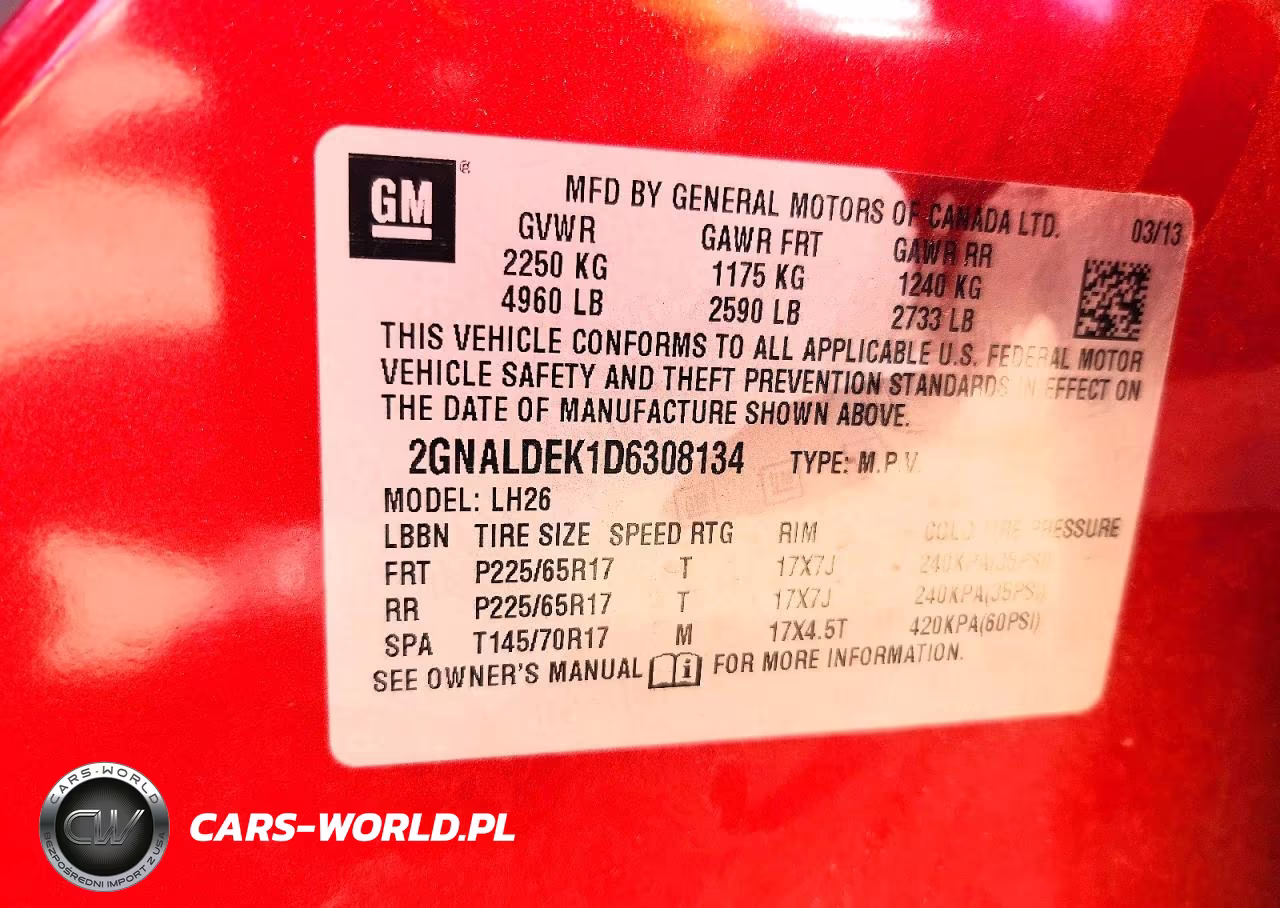 2013 Chevrolet Equinox Lt VIN:2GNALDEK1D6308134 - 13